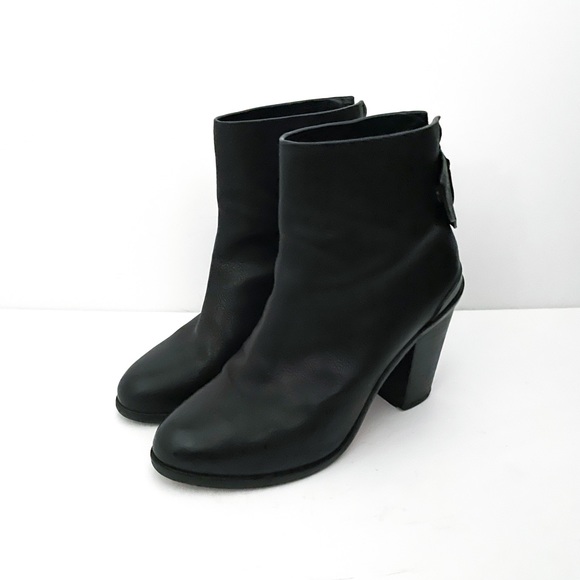 Rag & Bone Harrow Back Zip Black Leather Ankle Boots - Picture 3 of 10